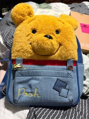 Plush Front Backpack –  Winnie the Pooh Yellow and Blue